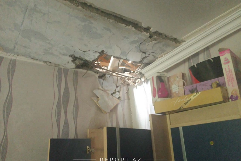 Ermənilərin Goranboya atdığı mərmi evi yararsız hala salıb