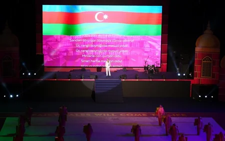 President Ilham Aliyev and first lady Mehriban Aliyeva attend opening of Rhythmic Gymnastics World Championships