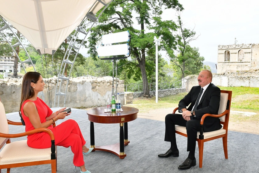 President of Azerbaijan Ilham Aliyev interviewed by Euronews TV channel