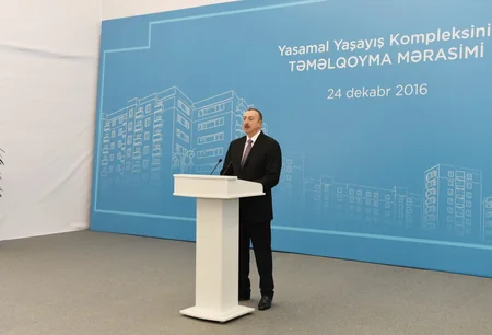 Prezident İlham Əliyev Yasamal Yaşayış Kompleksində ilk 9 mərtəbəli binanın və məktəb binasının təməlqoyma mərasimində iştirak edib - YENİLƏNİB