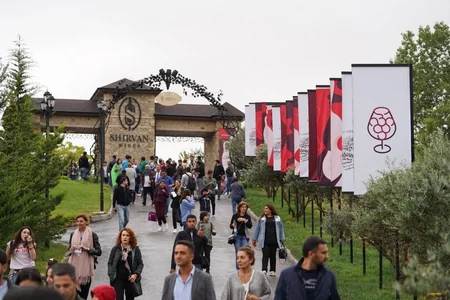 Leyla Əliyeva Üzüm və Şərab Festivalında təşkil edilən pavilyonlarla tanış olub - FOTO