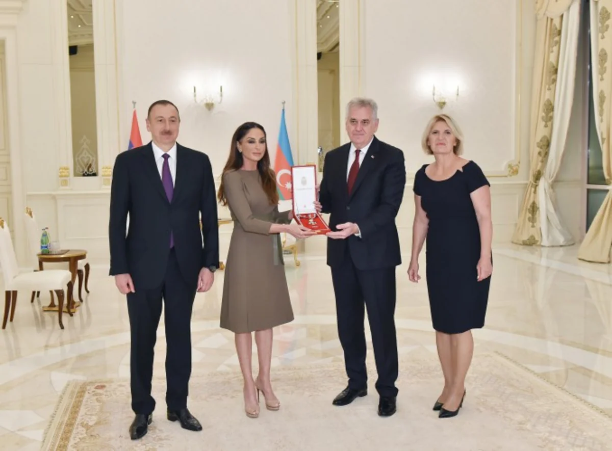 Azərbaycanın Birinci xanımı Mehriban Əliyevaya Serbiyanın “Sreten” ordeni təqdim edilib - FOTO