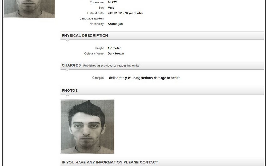 Azerbaijan declares one more person wanted via Interpol red notice