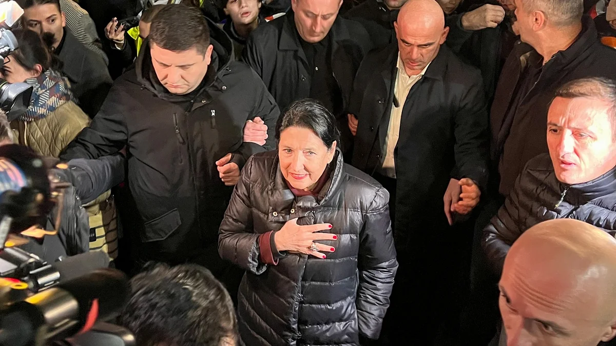 Зурабишвили присоединилась к митингующим в Тбилиси у здания парламента