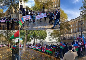 Azerbaijanis protest Ganja terror before Boris Johnson's office