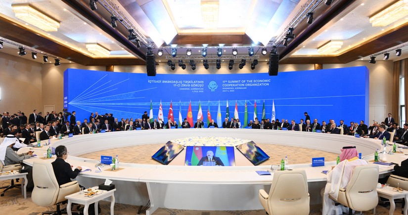 Khankandi hosts 17th Summit of the Economic Cooperation Organization, President Ilham Aliyev addresses the Summit