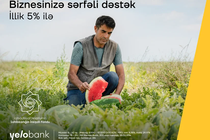 Yelo Bankdan biznes kreditini illik cəmi 5 %-lə əldə edin!