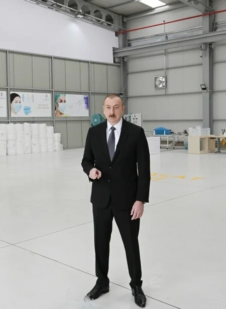 President Aliyev inaugurates medical face masks manufacturing enterprise
