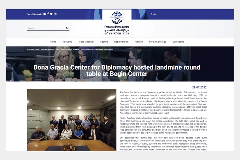 İsraildə beynəlxalq ictimaiyyəti Azərbaycanın mina probleminin həllinə çağıran bəyanat qəbul edilib