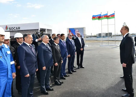 Prezident İlham Əliyev Bakıda yeni bitum istehsalı qurğusunun təməlqoyma mərasimində iştirak edib