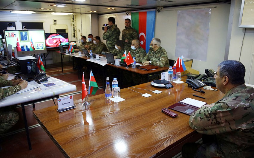 Azerbaijani and Turkish Defense Ministers observe  joint activity of automated control systems 