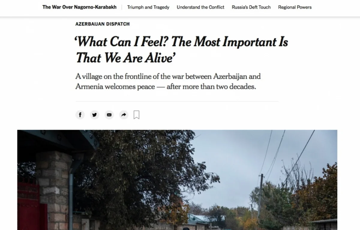 “The New York Times”da Ağdamın Çıraqlı kəndi barədə məqalə dərc edilib