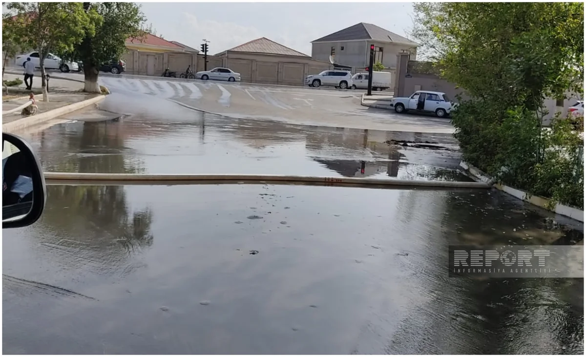 Naxçıvan şəhərinin su xəttində qəza baş verib - VİDEO