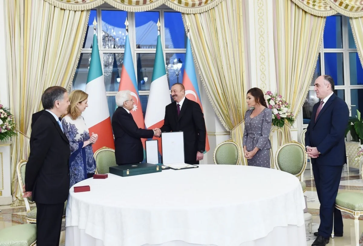 İtaliya Prezidentinin Azərbaycana rəsmi səfəri çərçivəsində təltifetmə mərasimi keçirilib