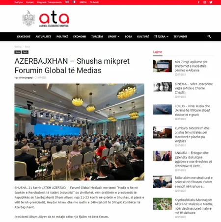 Dünya mediası Prezident İlham Əliyevin Şuşa Qlobal Media Forumundakı çıxışına xüsusi maraq göstərir