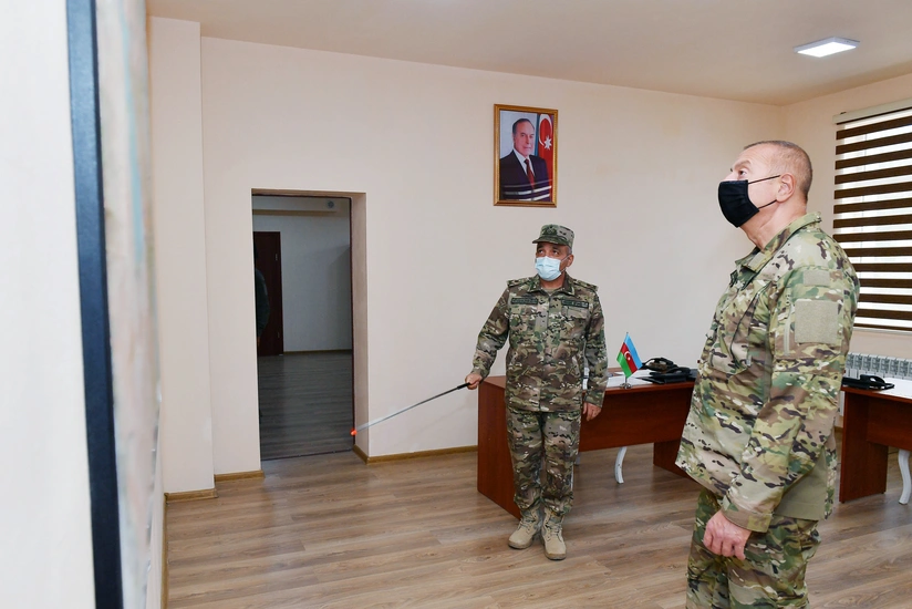 Azərbaycan Prezidenti Kəlbəcərdəki hərbi hissədə yaradılan şəraitlə tanış olub
