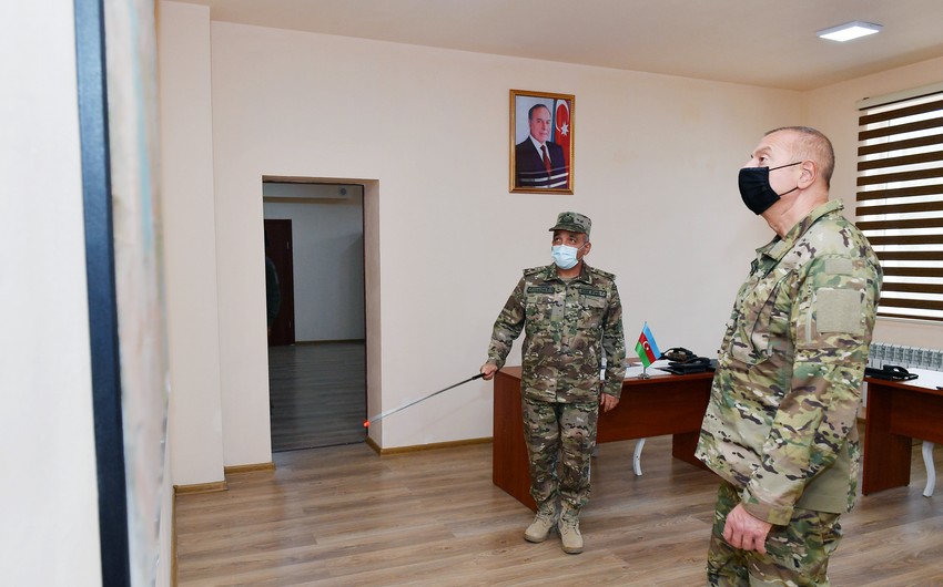 Azərbaycan Prezidenti Kəlbəcərdəki hərbi hissədə yaradılan şəraitlə tanış olub