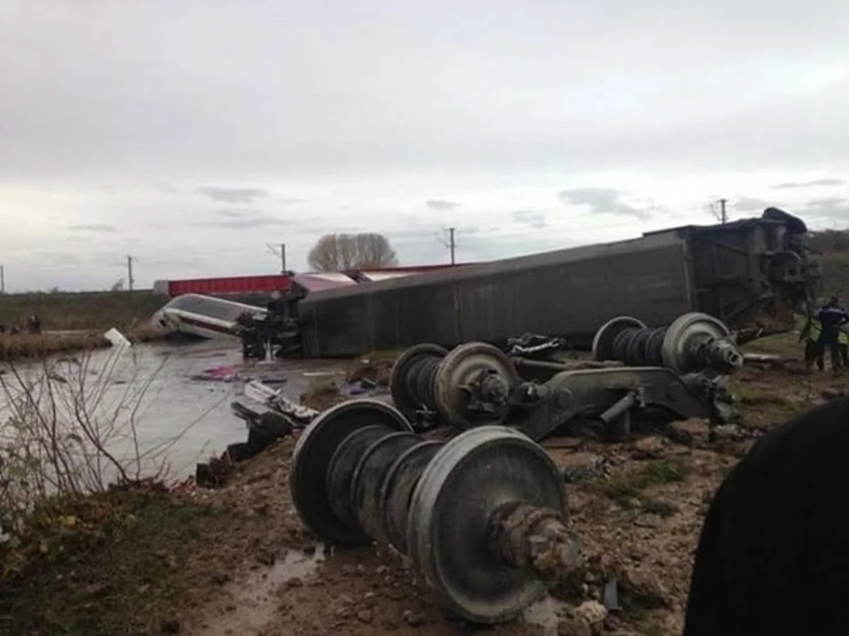 Freight cars derailed and overturned in Baku