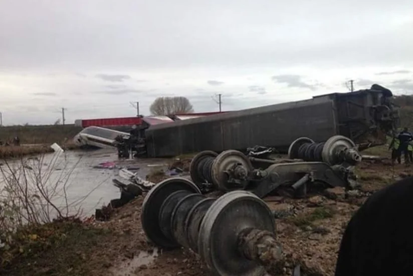 Freight cars derailed and overturned in Baku