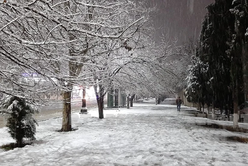 В Гяндже выпал снег