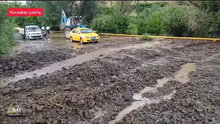 Naxçıvanda güclü yağış bəzi avtomobil yollarında məhdudiyyət yaradıb