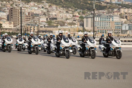BŞBPİ-nin rəisi Mirqafar Seyidov yol polislərininin sıra baxışını keçirib - FOTO
