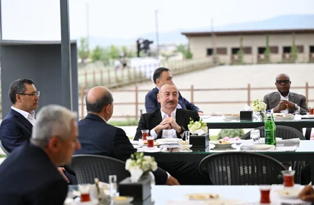 Participants of 17th ECO Summit watch Victory show of Karabakh horses at Aghdam's Imarat Complex