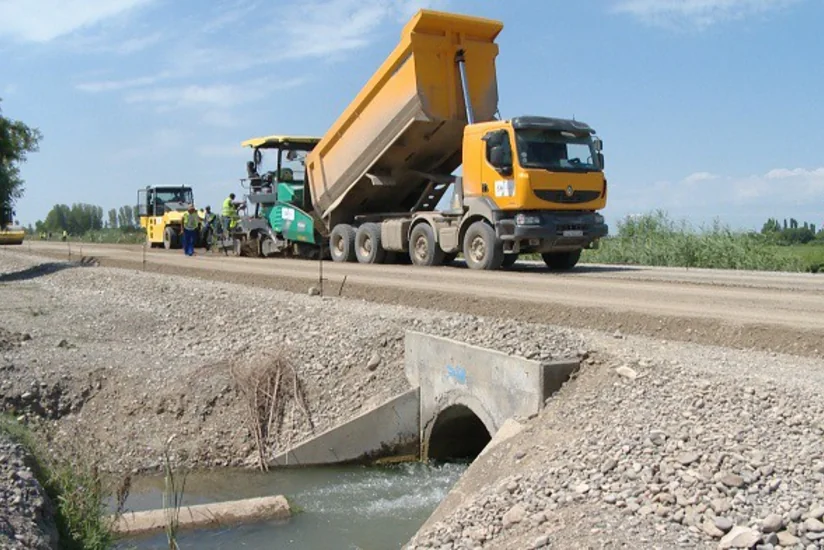 Mingəçevir-Bəhrəmtəpə yolunun tikintisi sürətlə davam etdirilir - VİDEO