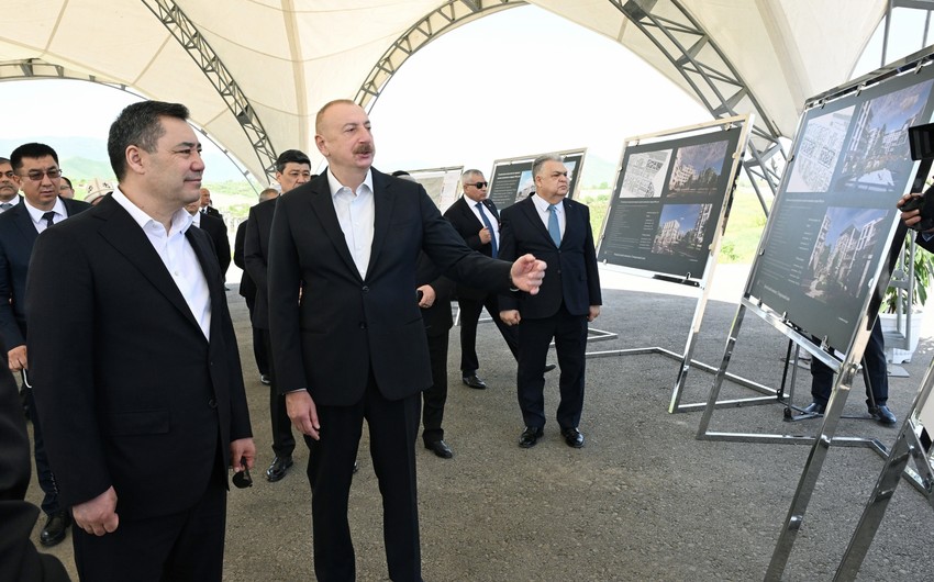 Azərbaycan və Qırğızıstan prezidentləri Füzuli şəhərinin dağıdılmış yerlərinə baxıb, şəhərin Baş planı ilə tanış olublar - YENİLƏNİB