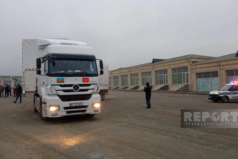 Gəncədən daha 3 TIR humanitar yardım Türkiyəyə yola düşüb