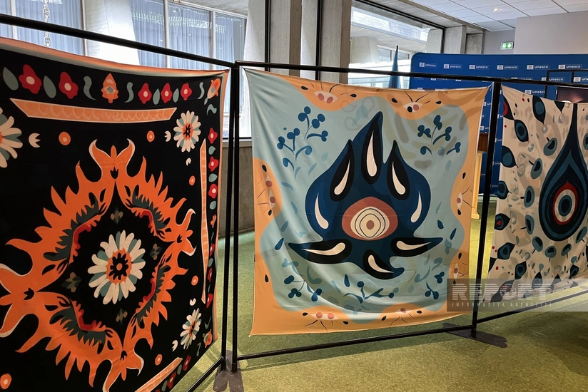 UNESCO-nun mənzil-qərargahında “Rəmzlərin rəqsi” adlı kəlağayı sərgisinin açılışı olub