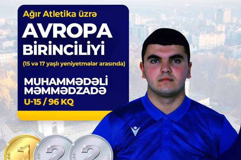 Азербайджанский тяжелоатлет завоевал три медали на чемпионате Европы