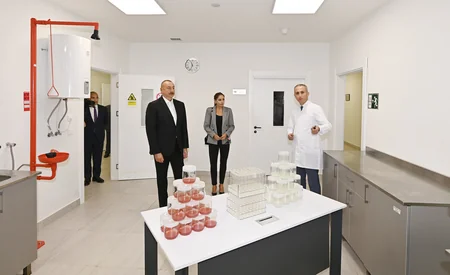 İlham Əliyev və Mehriban Əliyeva “Grand-Agro İnvitro” MMC-nin müəssisəsi ilə tanış olub