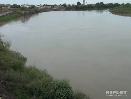 Kürün Salyan ərazisindən keçən hissəsində suyun səviyyəsi 1 metr qalxıb - FOTO