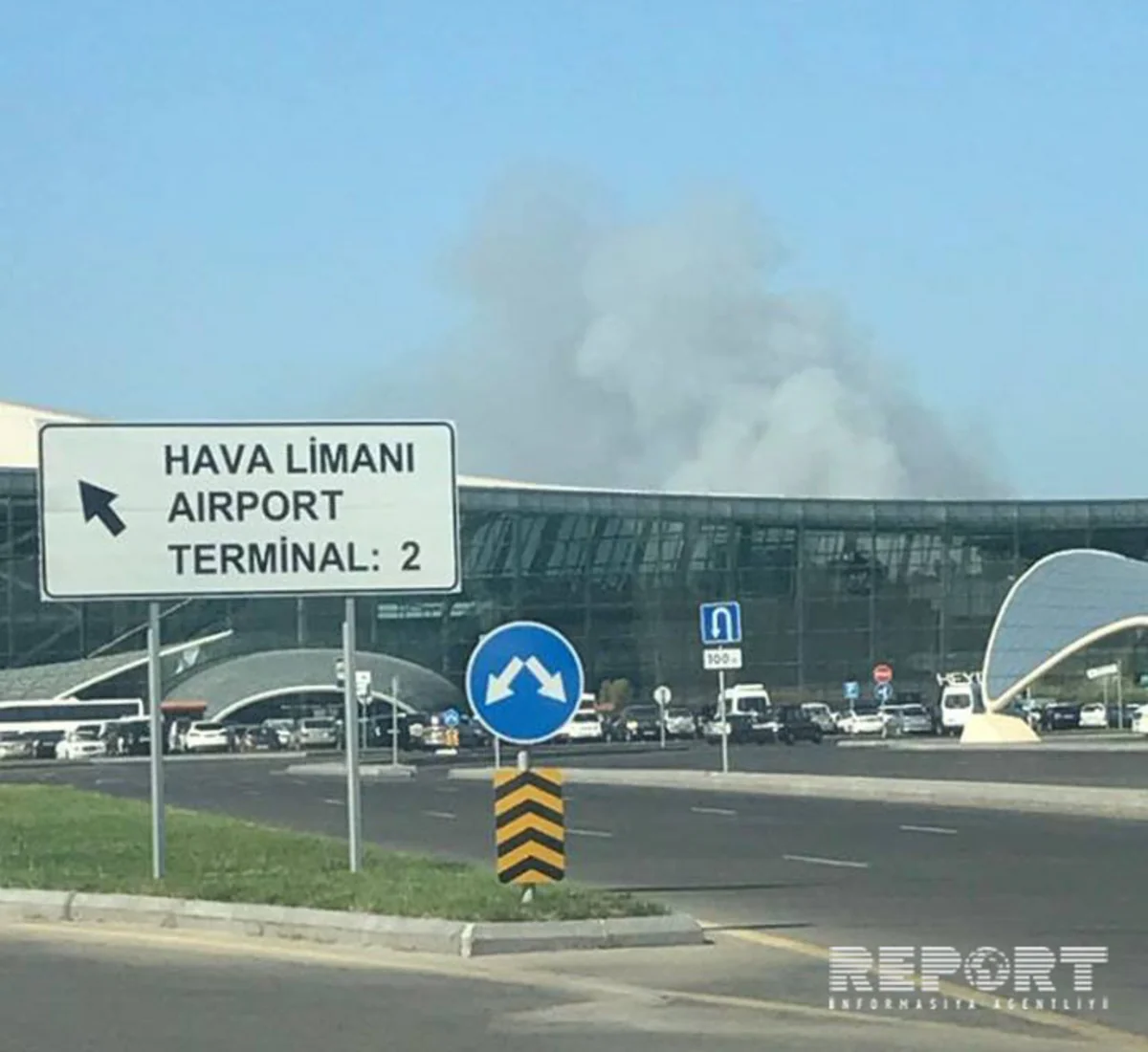 Bakı Beynəlxalq Hava Limanının yaxınlığında tüstülənmə müşahidə olunur - FOTO