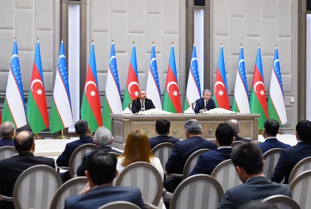 Presidents of Azerbaijan and Uzbekistan make press statements