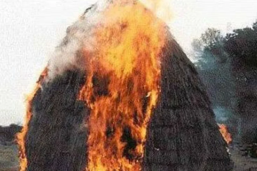 В Гейчае женщина подожгла стог сена и бросилась в огонь