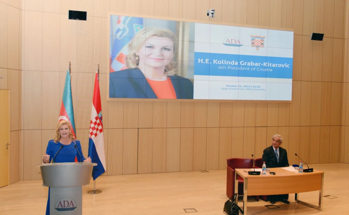 Xorvatiya prezidenti “ADA” Universitetində tələbələr qarşısında mühazirə ilə çıxış edib