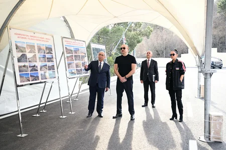 Prezident İlham Əliyev və xanımı Ağdərənin Umudlu kəndinə gedən avtomobil yolunun açılışında iştirak edib - YENİLƏNİB