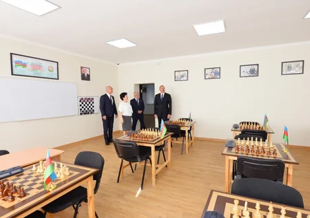 President Ilham Aliyev views the secondary school No 201 in Nizami district after major overhaul