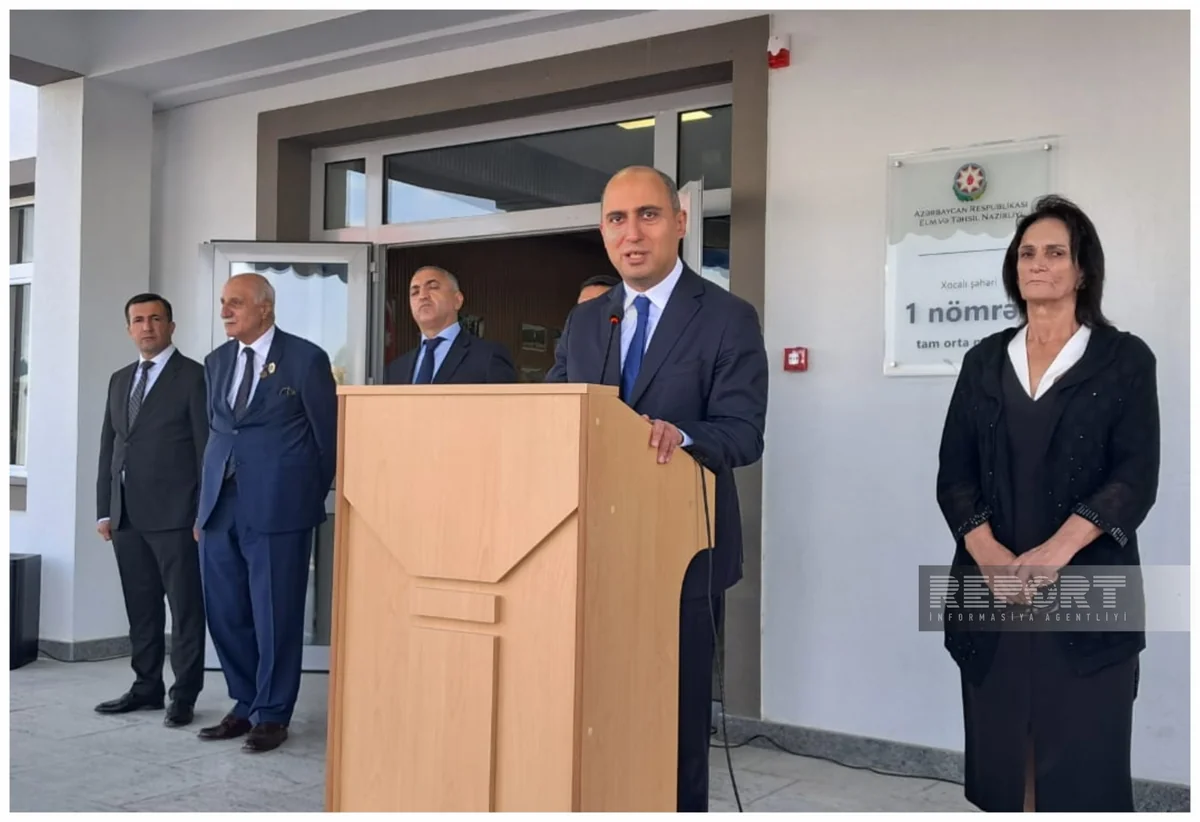 Elm və təhsil naziri Xocalıda yeni inşa edilən məktəbin ilk dərs günündə iştirak edib
