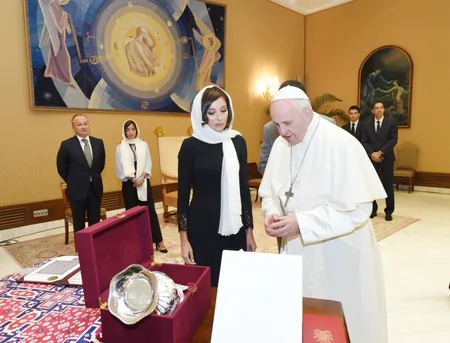 First Vice-President of Azerbaijan Mehriban Aliyeva meets with Pope Francis