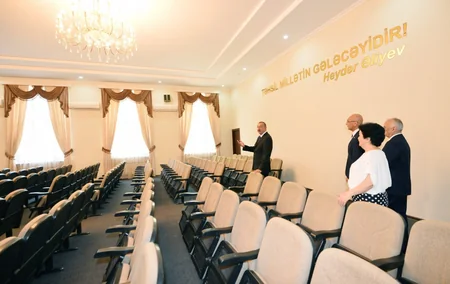 President Ilham Aliyev views the secondary school No 201 in Nizami district after major overhaul