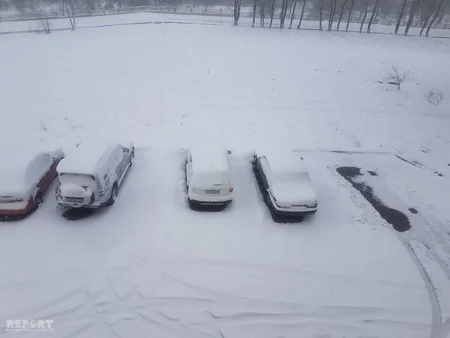 Сильный снегопад в Шамахе нанес ущерб цветущим фруктовым деревьям - ФОТО