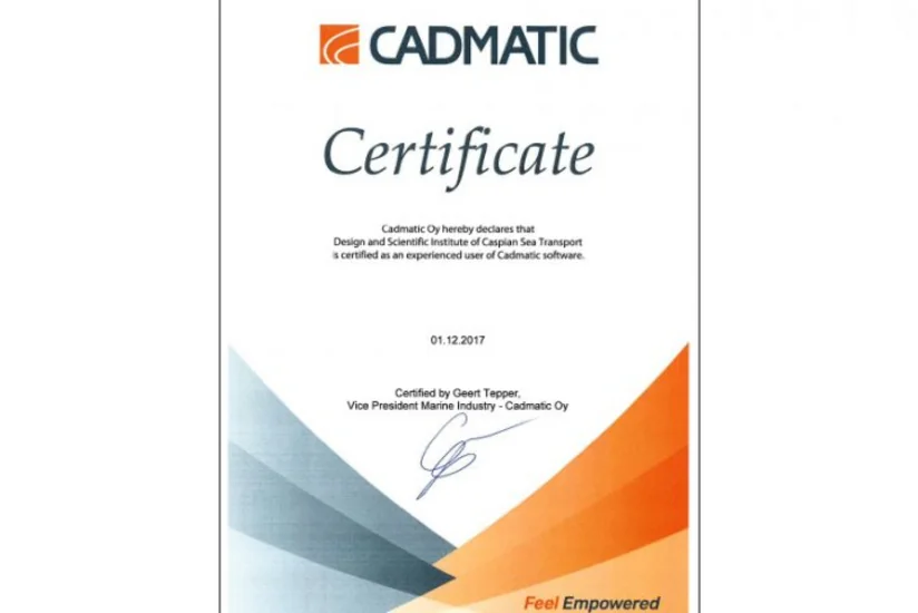 CADMATİC şirkəti ASCO-nun institutuna sertifikat verib