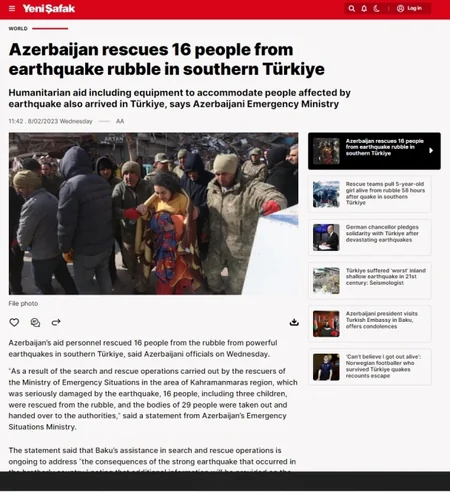 Türkiyə mətbuatı: Azərbaycan xalqı zəlzələdən zərər çəkənlər üçün səfərbər olub