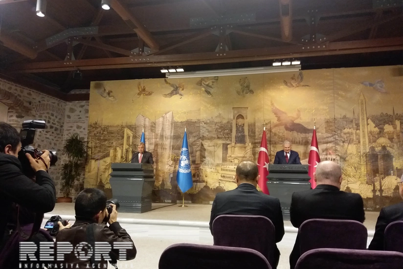 Türkiyənin baş naziri BMT-nin baş katibi ilə görüşüb - FOTO