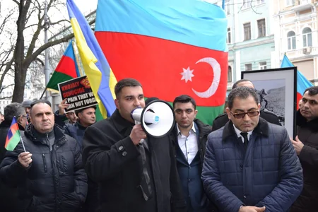Ermənistanın Kiyevdəki səfirliyi qarşısında “Rədd ol Qarabağdan!” aksiyası keçirilib - VİDEO