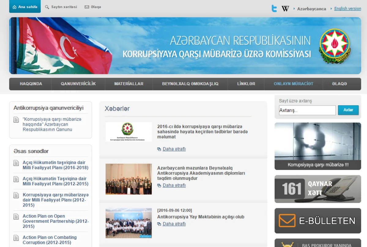 Korrupsiyaya Qarşı Mübarizə Komissiyası: Keçən il Azərbaycan üçün genişmiqyaslı iqtisadi islahatlar ili olub