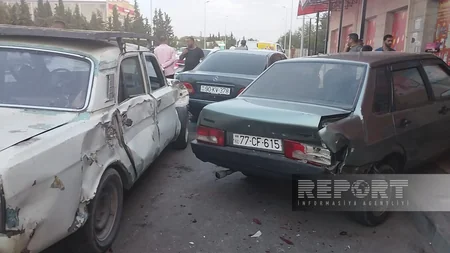 Kürdəmirdə zəncirvari yol-nəqliyyat hadisəsi baş verib, xəsarət alanlar var